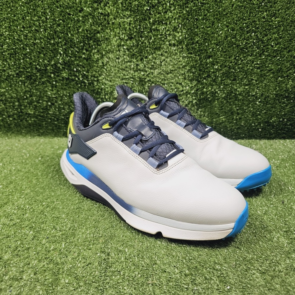 FootJoy 56914 Pro SLX White Leather Navy Athletic Spikeless Golf Shoes Mens 10